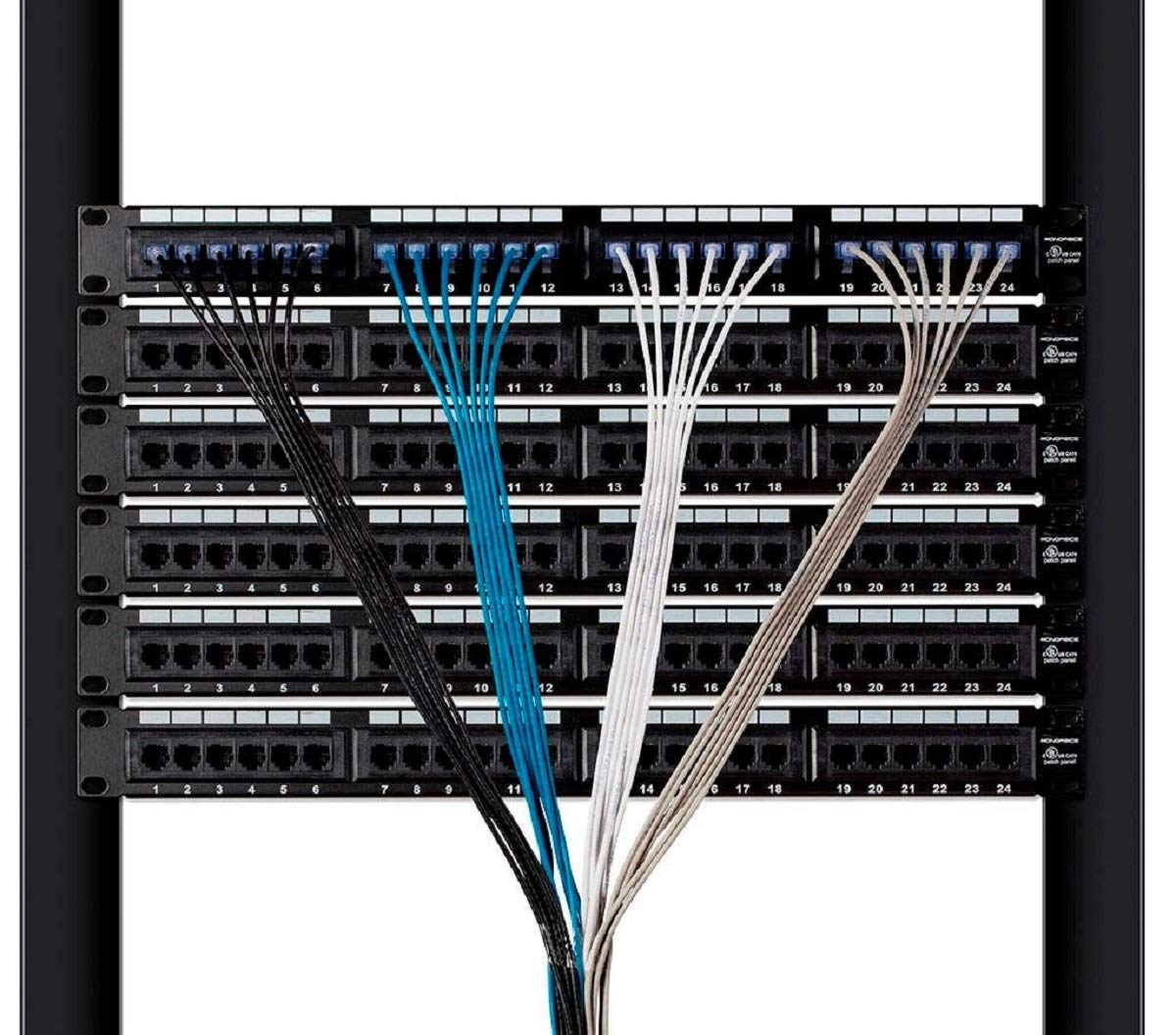 Monoprice Cat6A Ethernet Patch Cable - Snagless RJ45, 550Mhz, 10G, UTP, Pure Bare Copper Wire, 30AWG, 5-Pack, 3 Feet, Blue - SlimRun Series