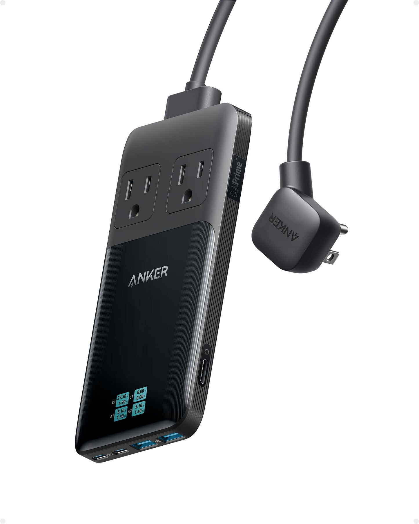 Anker Prime 6-in-1 USB C Charging Station, 140W Compact Power Strip for Work and Travel, 5 ft Detachable Extension Cord with 6 Ports, for iPhone 15/15 Plus/15 Pro/15 Pro Max(Non-Battery, Non-Wireless)