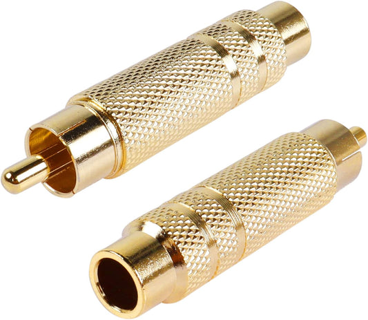 PNGKNYOCN RCA to 1/4 Inch Adapter, Gold Plated RCA Male Plug to 6.35mm 1/4 Inch TS Female Audio Converter for Amplifiers, Speaker and More(2 Pack)