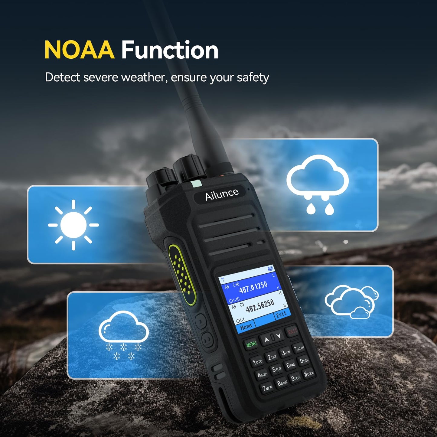 Retevis Ailunce HA1G GMRS Radio, GMRS Handheld Radio, IP67 Waterproof, NOAA, 2800mAh, GMRS Repeater Capable Two Way Radio with USB-C Charging