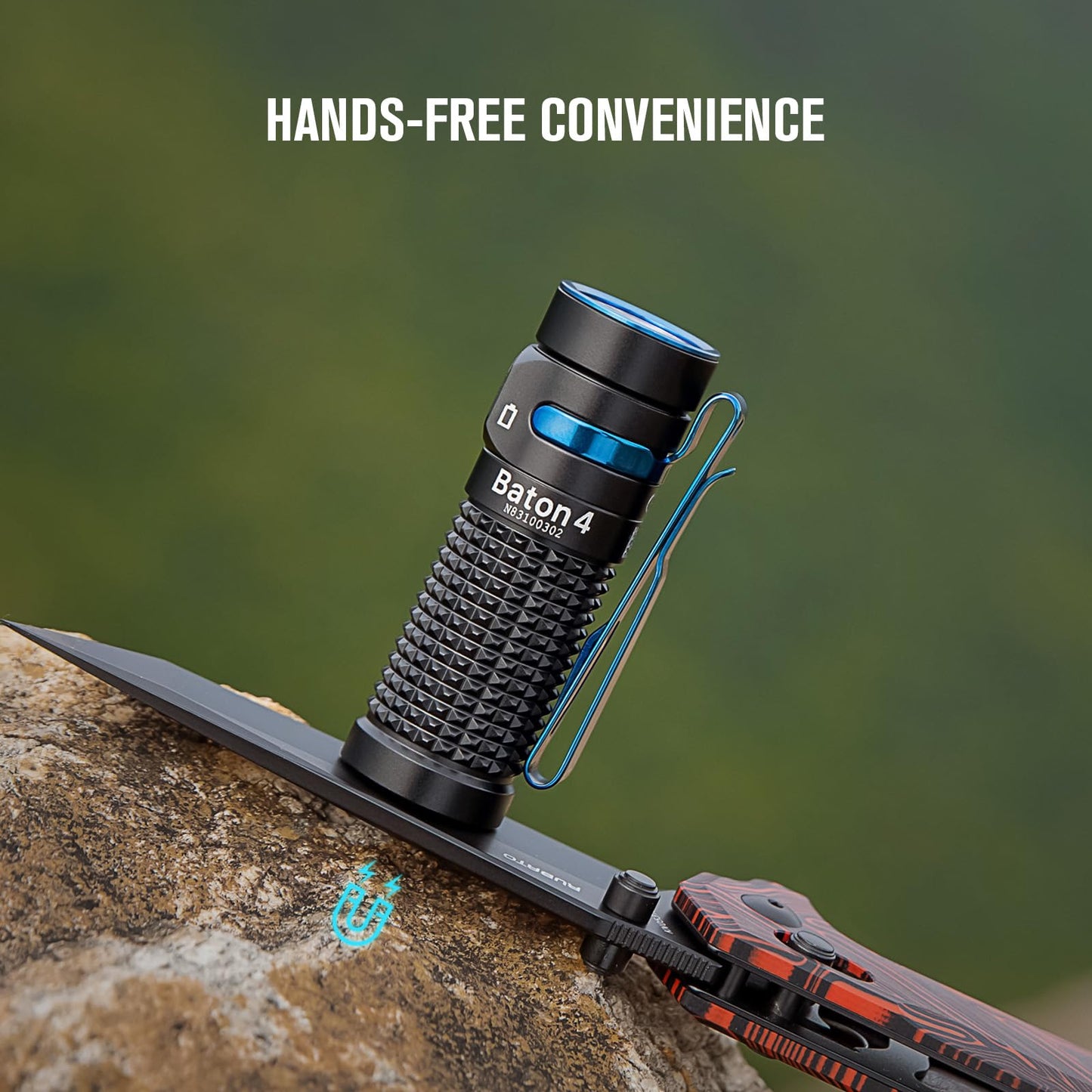 OLIGHT Baton4 Rechargeable EDC Flashlight, LED Pocket Flashlight 1300 Lumens with Magnetic Charging Cable, Small Powerful Bright Flashlight IPX8 Waterproof for Home, Camping and Emergencies (OD Green)