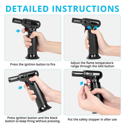 Sondiko Butane Torch with Fuel Gauge S907, Refillable Soldering Torch Lighter with Adjustable Flame for Welding, Resin Art, Industrial(Butane Gas Not Included)
