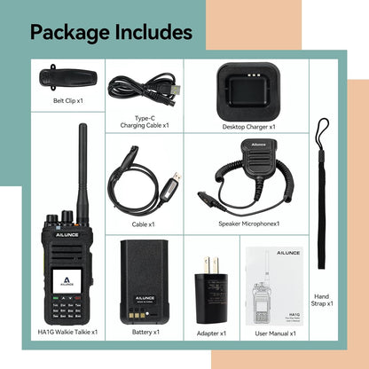 Retevis Ailunce HA1G GMRS Radio, GMRS Handheld Radio, IP67 Waterproof, NOAA, 2800mAh, GMRS Repeater Capable Two Way Radio with USB-C Charging