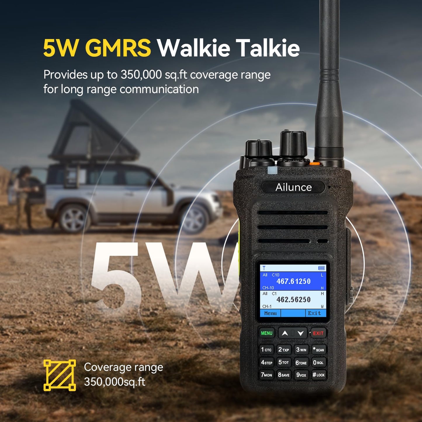 Retevis Ailunce HA1G GMRS Radio, GMRS Handheld Radio, IP67 Waterproof, NOAA, 2800mAh, GMRS Repeater Capable Two Way Radio with USB-C Charging