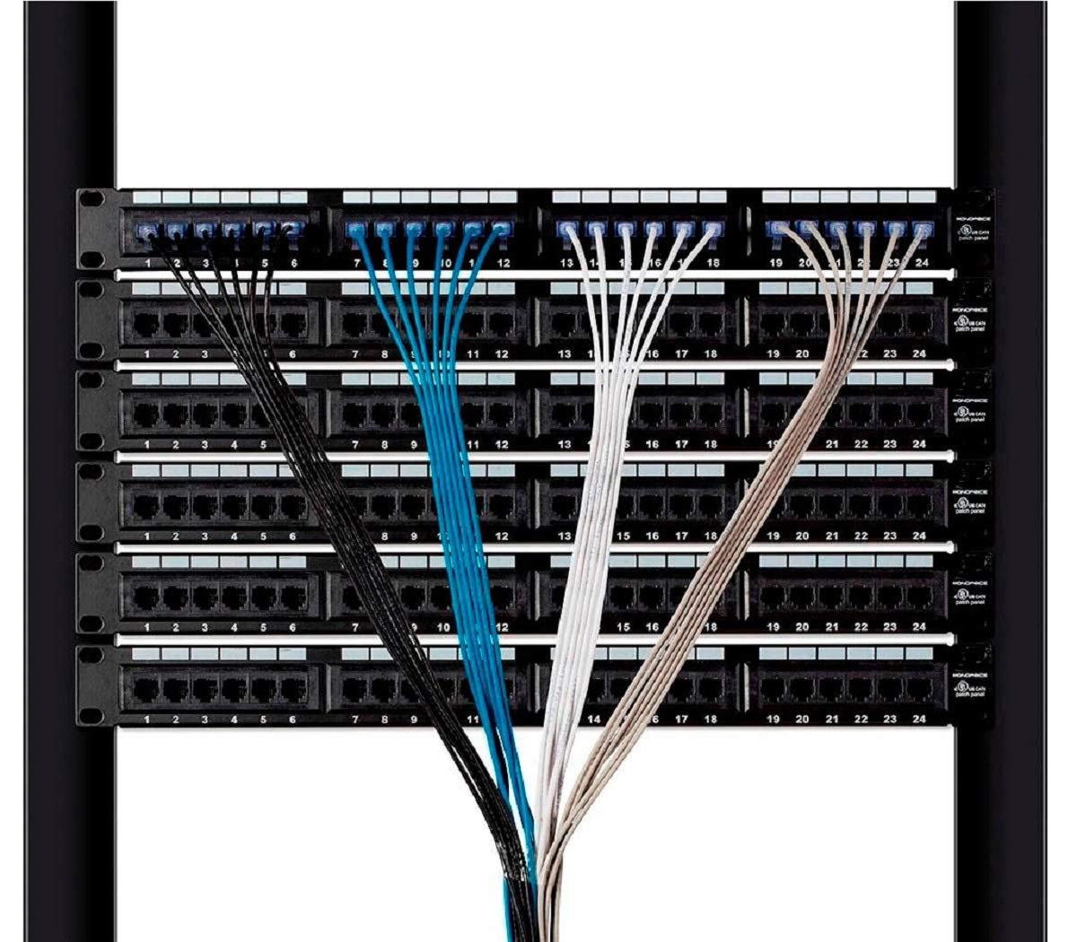 Monoprice Cat6A Ethernet Patch Cable - Snagless RJ45, 550Mhz, 10G, UTP, Pure Bare Copper Wire, 30AWG, 5-Pack, 3 Feet, Blue - SlimRun Series