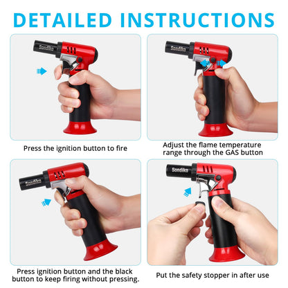 Sondiko Butane Torch with Fuel Gauge S907, Refillable Soldering Torch Lighter with Adjustable Flame for Welding, Resin Art, Industrial(Butane Gas Not Included)