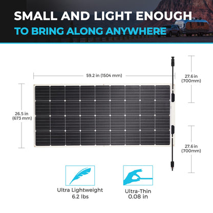 Renogy Solar Panel 200W 12V Lightweight Monocrystalline Ultra-Flexible Bendable Mono Off-Grid Charger for Marine RV Cabin Van Car Boat Curve Surfaces