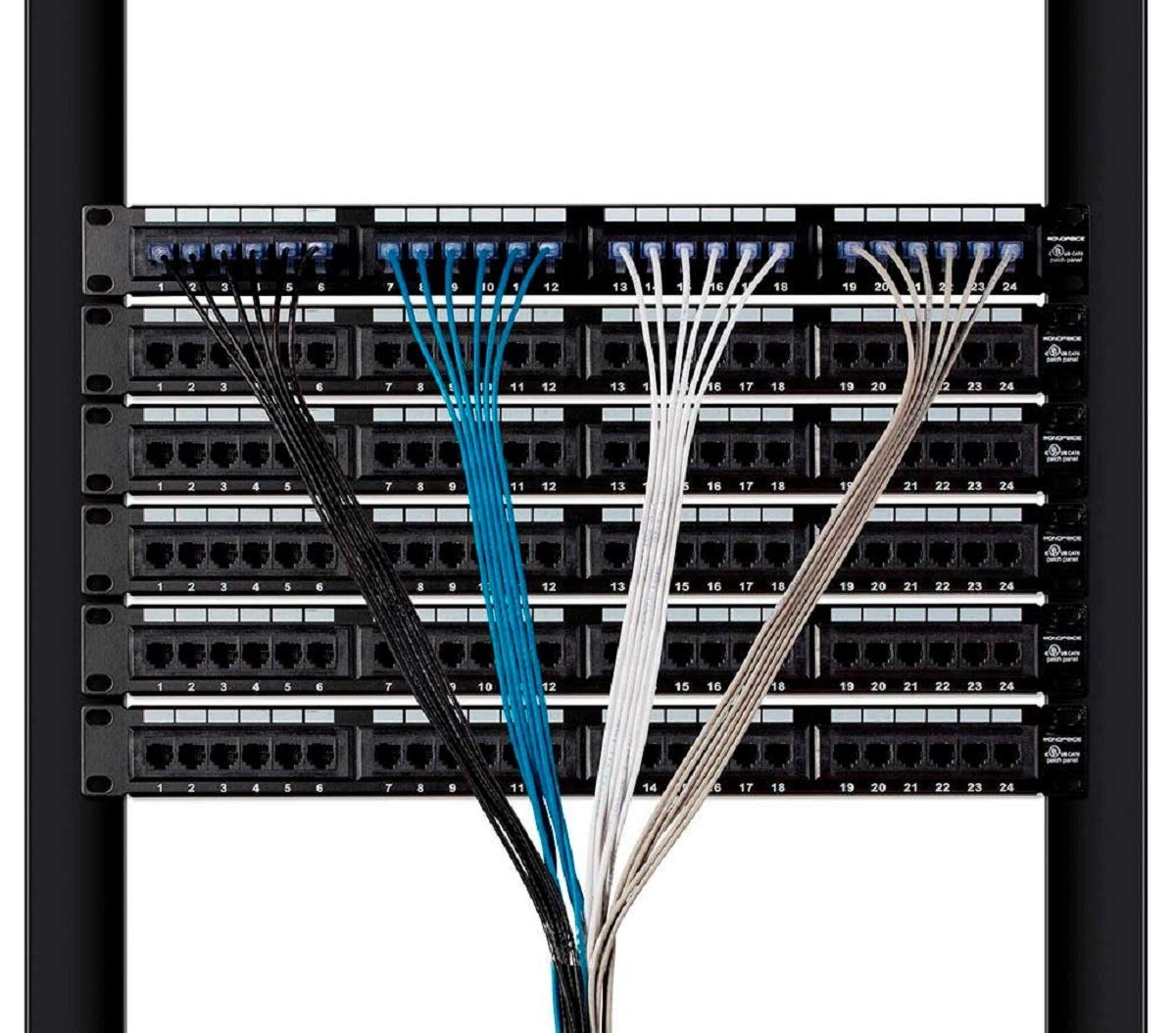 Monoprice Cat6A Ethernet Patch Cable - Snagless RJ45, 550Mhz, 10G, UTP, Pure Bare Copper Wire, 30AWG, 5-Pack, 3 Feet, Blue - SlimRun Series