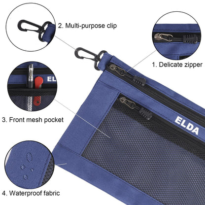 ELDA Tool Bag with Zipper Waterproof Organizer and Storage for Men Heavy Duty Tool Pouch Multi-Purpose Clip on Zipper Pouch Tote Bag,5pack