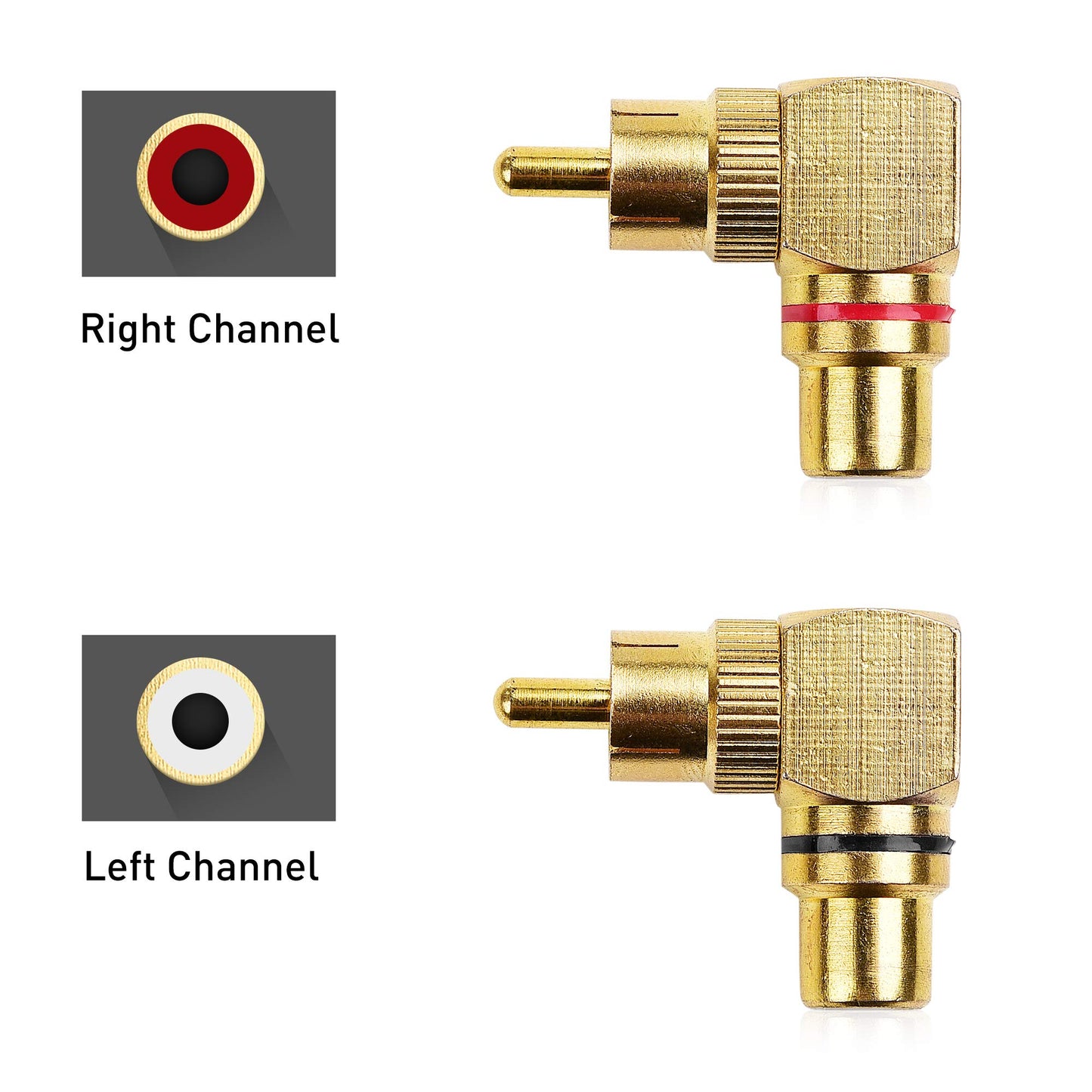 Cable Matters 2-Pack Right Angle RCA Adapter, 90 Degree RCA Adapter