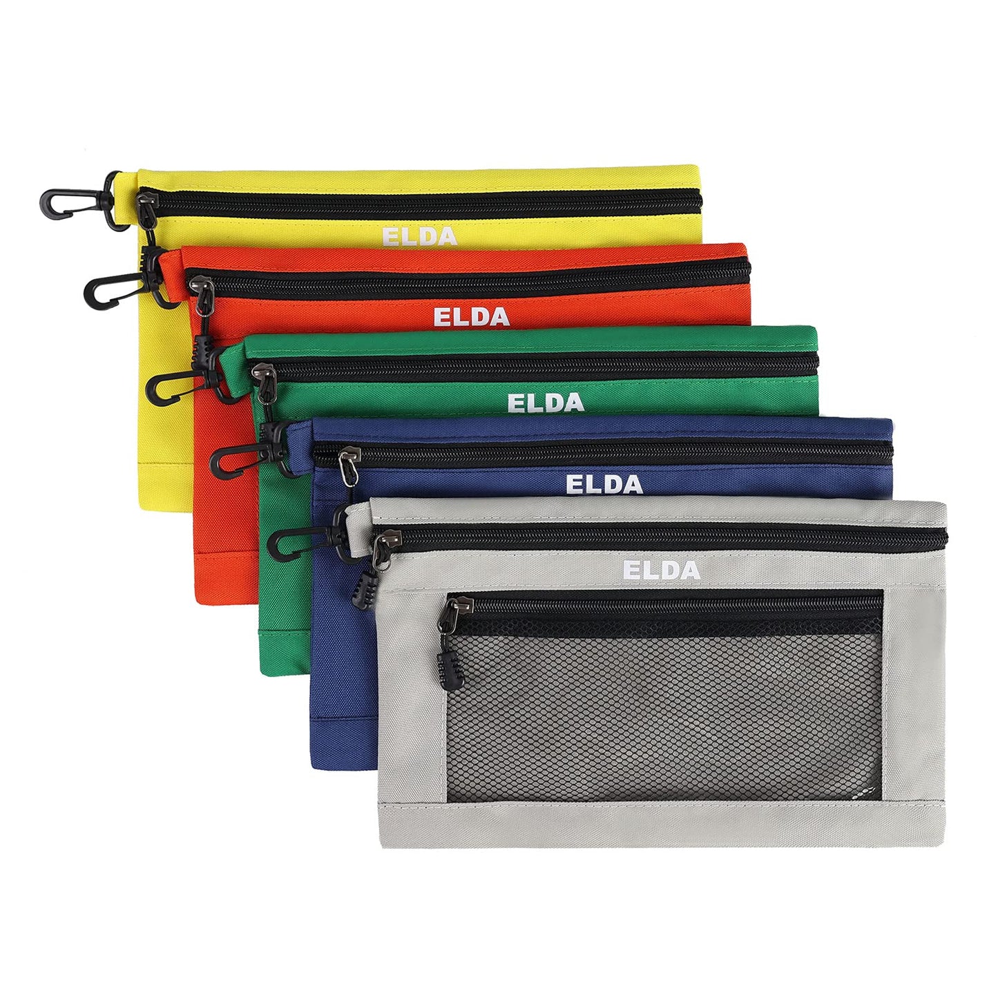 ELDA Tool Bag with Zipper Waterproof Organizer and Storage for Men Heavy Duty Tool Pouch Multi-Purpose Clip on Zipper Pouch Tote Bag,5pack