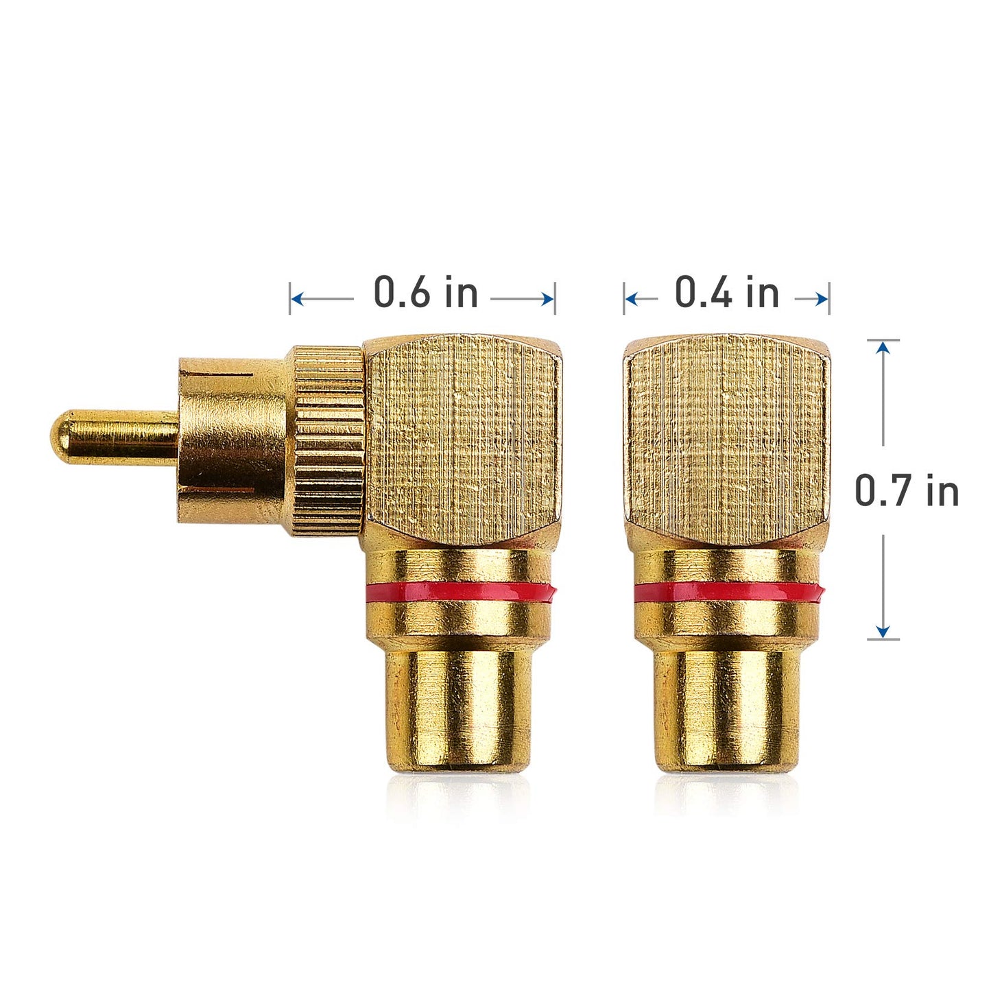 Cable Matters 2-Pack Right Angle RCA Adapter, 90 Degree RCA Adapter