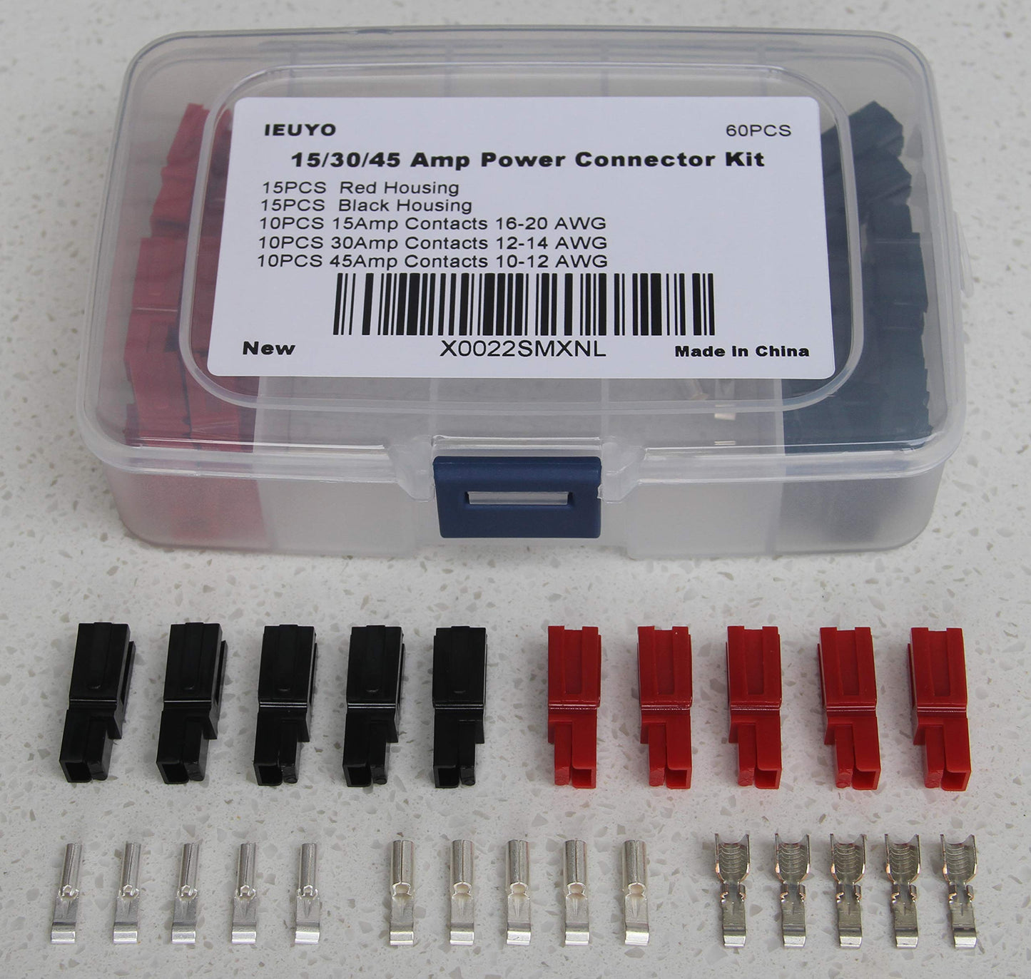 Power Connectors Assortment Kit, Quick Disconnect Terminals Connectors, Battery Connector Modular Power Connector Kit Come Unassembled in Box 15/30/45 Amp AWG10-20,96PCS/24 Pairs